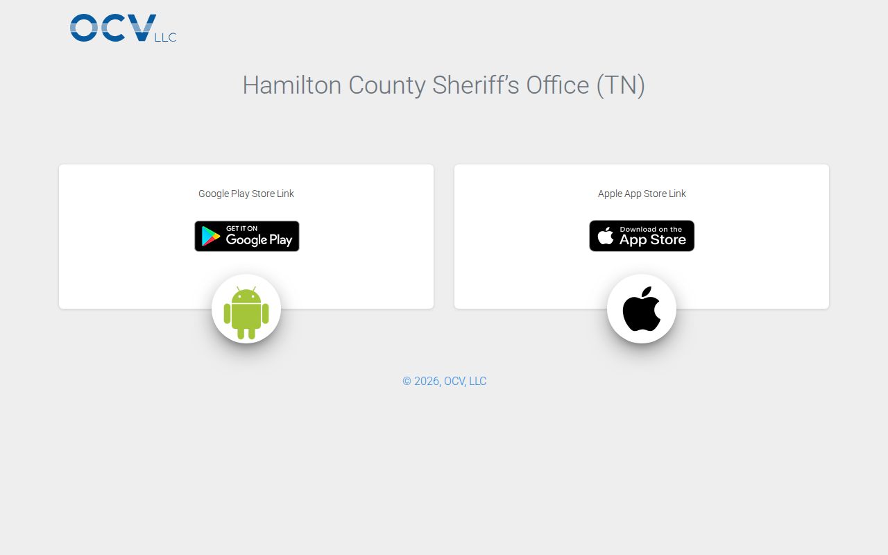 Official Hamilton County Sheriff app landing with no verified 24-hour release feature